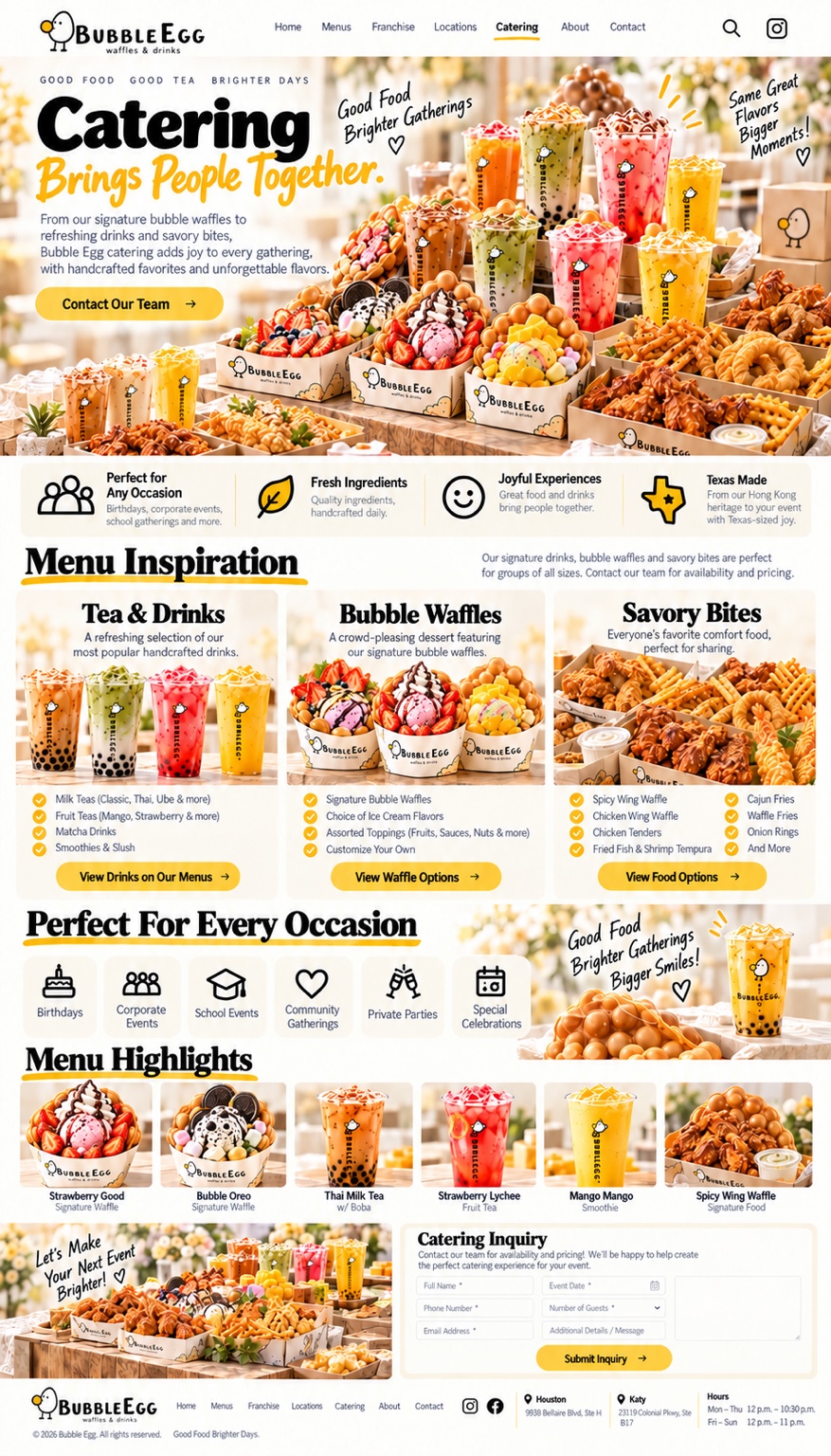 Catering Brings People Together. Bubble Egg catering adds joy to every gathering.
